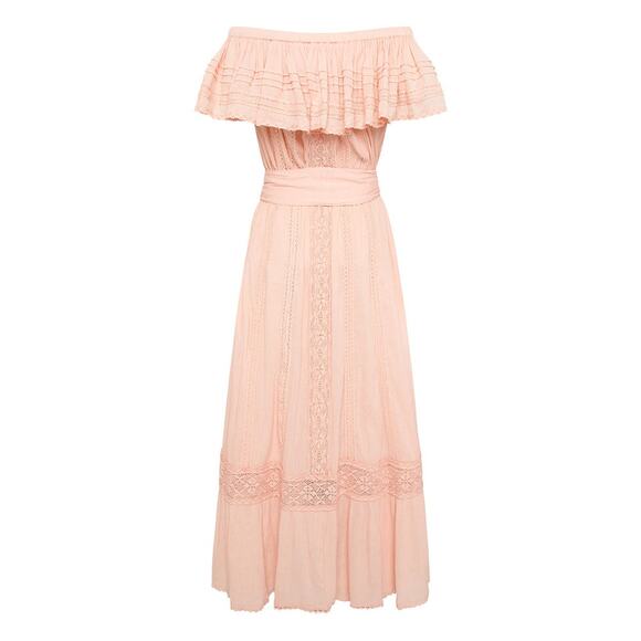 New Free People x Spell Cassie Off The Shoulder Lace Gown $299 X-SMALL Pink - Picture 10 of 10